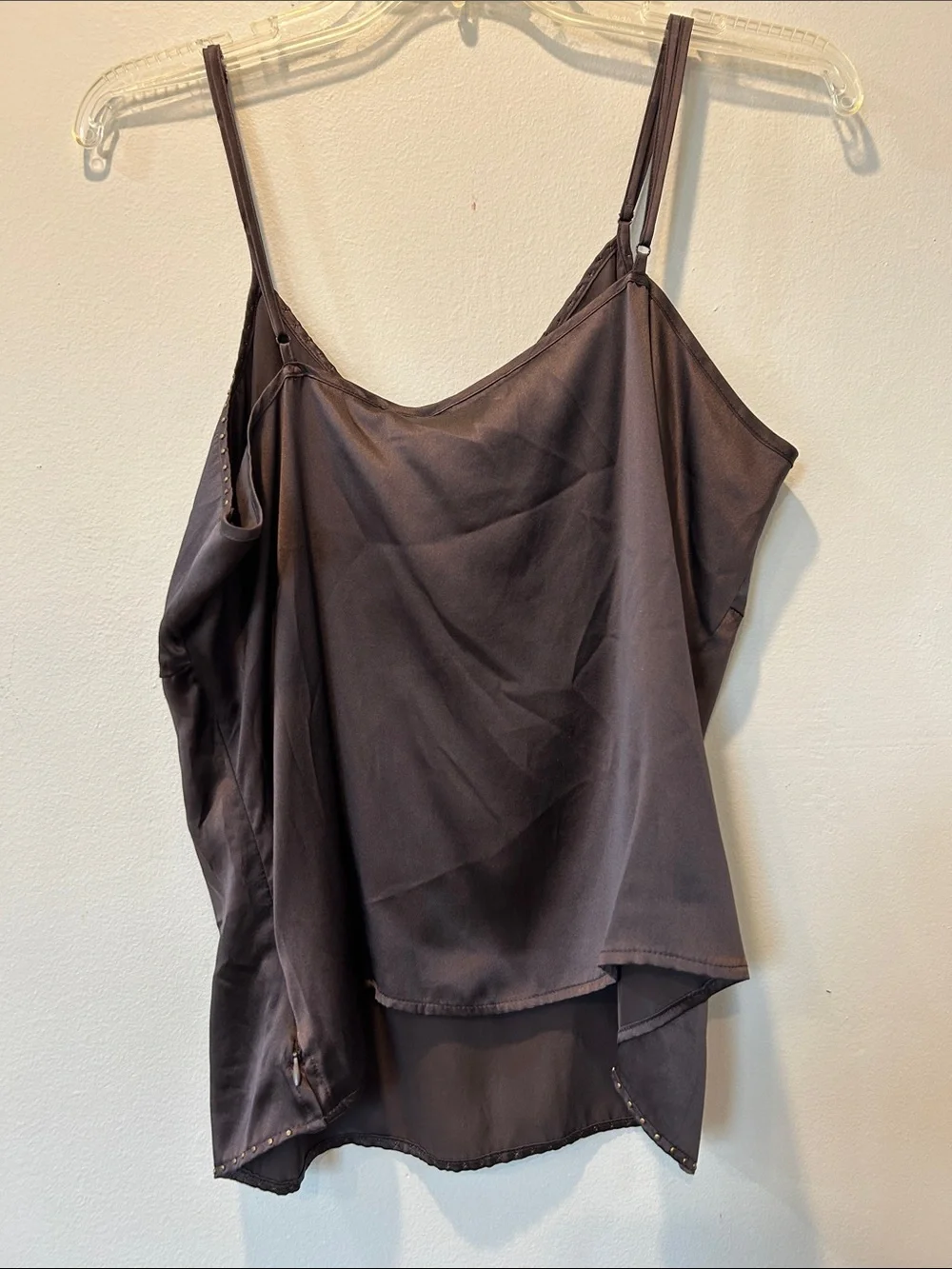 Brown Satin Stud-Trim Camisole